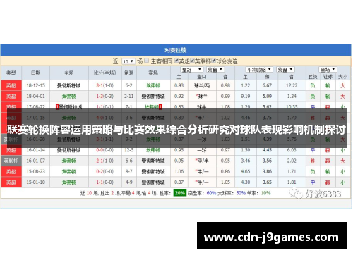 联赛轮换阵容运用策略与比赛效果综合分析研究对球队表现影响机制探讨